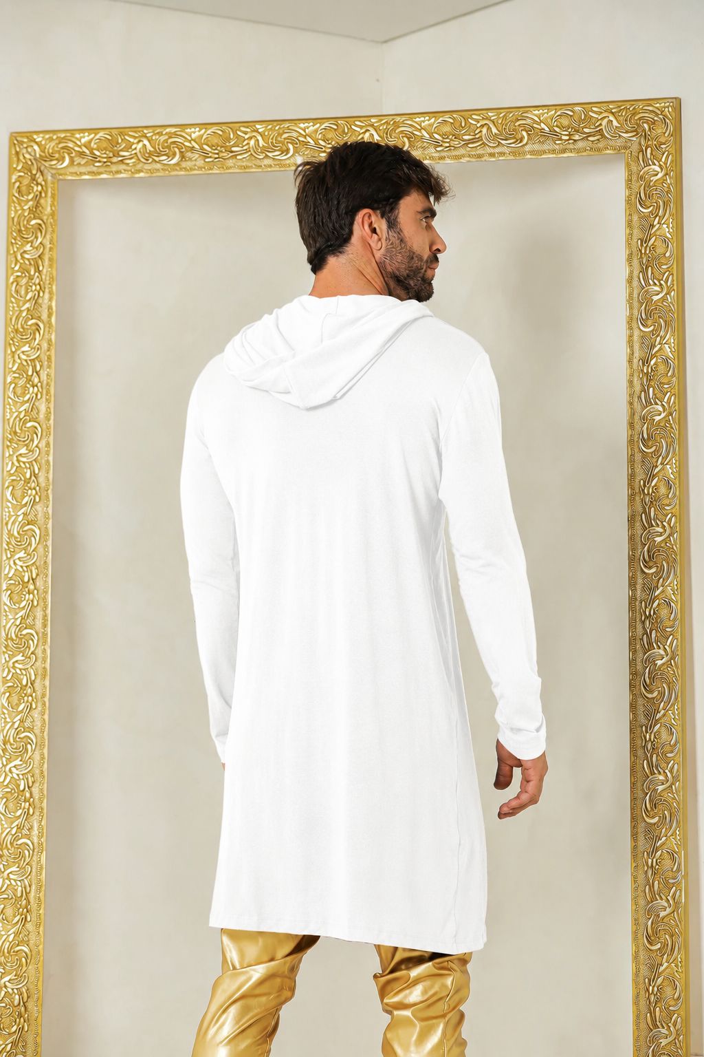 Cardigan Masculino em Viscolycra Preto com Capuz