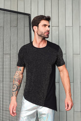 Camiseta Long Masculina em Lurex Detalhe em Viscolycra