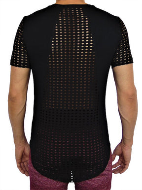 Camisetas Masculina Long Line com Detalhe nas Costas preto