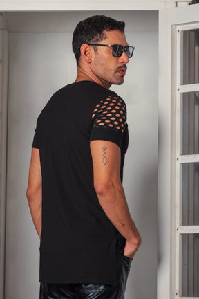 Camiseta Masculina Barra Transversal Viscolycra Manga Arrastão