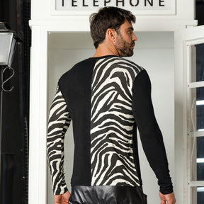 Camiseta Masculina Manga Longa Viscolycra com Estampa de Zebra