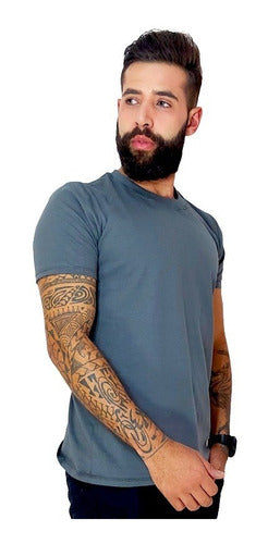 Camiseta Masculina 100% Algodão Cinza Escuro