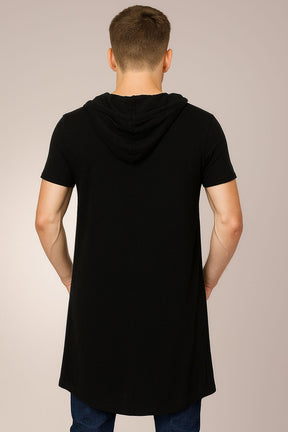 Cardigan Masculino Manga Curta com Capuz