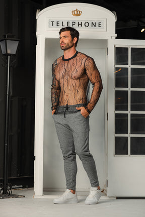 Camiseta Masculina Manga Longa Tule Estampado
