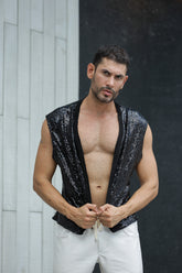 Colete Masculino em Paetê com Forro Interno