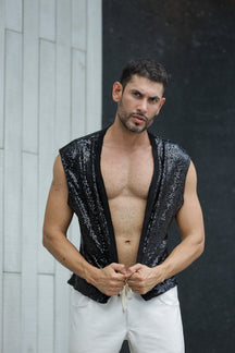 Colete Masculino em Paetê com Forro Interno