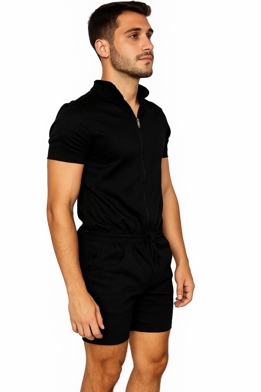 Macaquinho Masculino Gola Padre de Zipper Preto