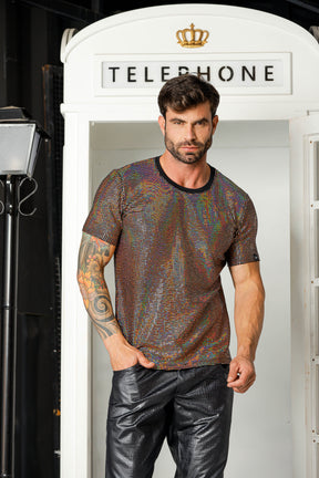 Camiseta Masculina em Paetê Brunella