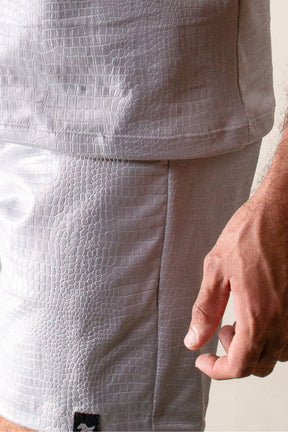 Conjunto Masculino em Cirrê Pele de Crocodilo Cinza Modelo Machão