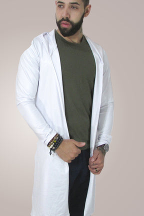 Cardigan Masculino Longline em Cirrê Branco
