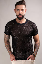 Camiseta Masculina em Paetê Preta
