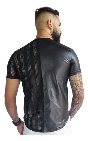 Camiseta Masculina Cirrê com Detalhe Lateral Preto