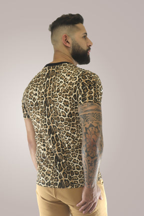 Camiseta Masculina Manga Curta Estampa Onça