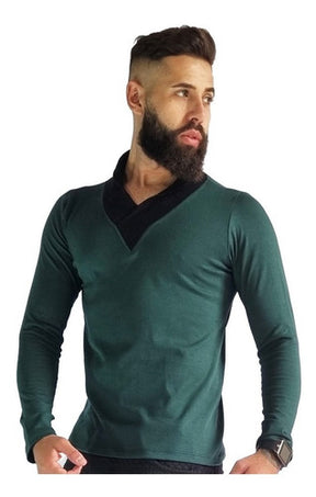 Blusa Masculina Verde Gola V Ateliê João Vieira | JotaVê