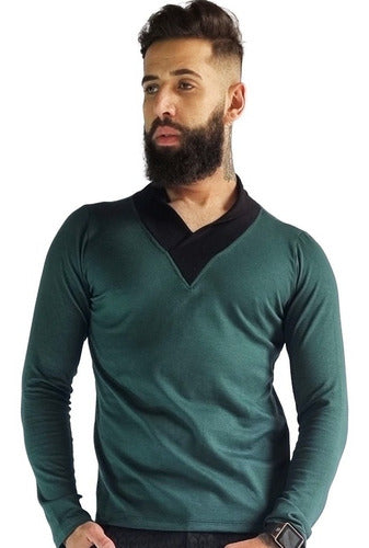 Blusa Masculina Verde Gola V Ateliê João Vieira | JotaVê