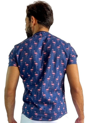 Camisa Masculina Casual em Tricoline Flamingo Ateliê João Vieira | JotaVê