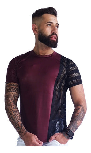 Camiseta Masculina Cirrê com Detalhe Lateral Bordô Ateliê João Vieira | JotaVê