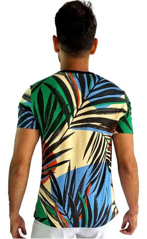 Camiseta Masculina Viscolycra Estampa Folha de Palmeira Ateliê João Vieira | JotaVê