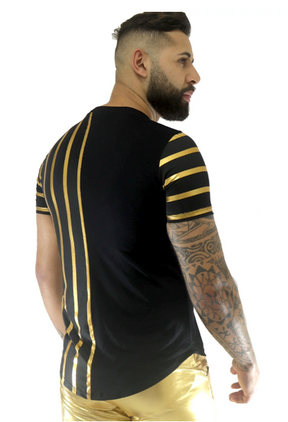 Camiseta Masculina Viscolycra com Barra Arredondada Dourado Ateliê João Vieira | JotaVê