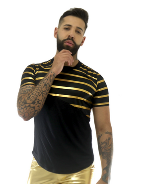 Camiseta Masculina Viscolycra com Barra Arredondada Dourado Ateliê João Vieira | JotaVê