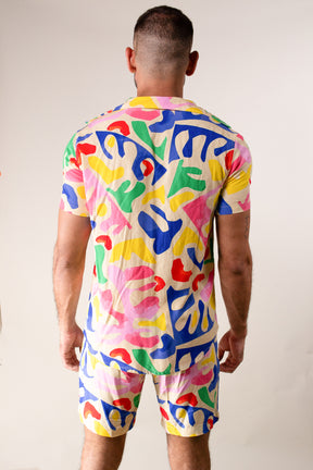 Conjunto Masculino Camisa e Short em Viscose Colorido - Ateliê João Vieira - JotaVê